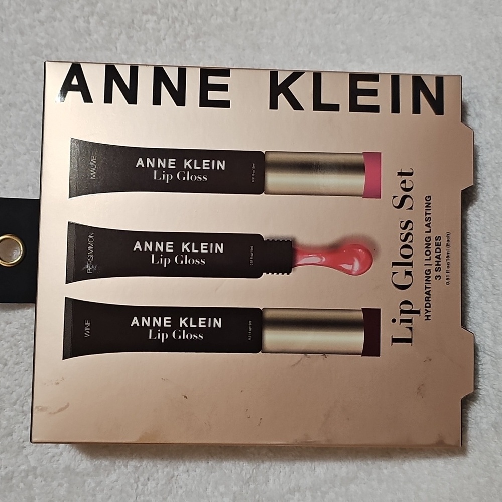 ANNE KLEIN Lip Gloss Set Hydrating Long Lasting Wine, Persimmon, Mauve